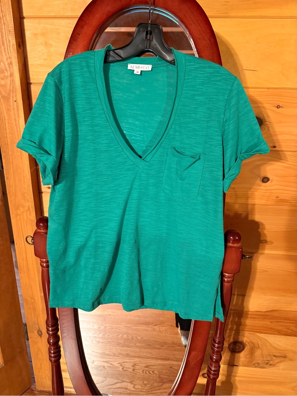 AEM&CO Women’s Teal V-Neck Short Sleeve Tee